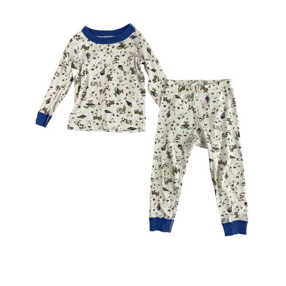 Hanna Andersson Kids Pajamas Sz 3T All Over Dog Kite Print‎ 100% Organic Cotton